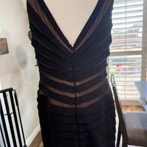 Carmen Marc Valvo Black Ruched High Low Gown